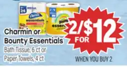 Tony’s Fresh Market Charmin or Bounty Essentials Bath Tissue, 6 ct or Paper Towels, 4 ct offer