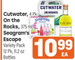 Tony’s Fresh Market Cutwater, 4 Pk On the Rocks, 375 ml Seagram's Escape Variety Pack 12 Pk, 11.2 oz Bottles offer