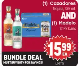 Tony’s Fresh Market (1) Cazadores Tequila, 375 mL AND (1) Modelo 12 Pk Cans offer