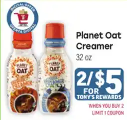 Tony’s Fresh Market Planet Oat Creamer offer