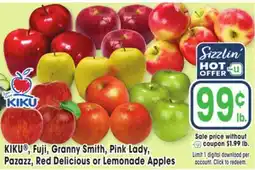 Jewel-Osco KIKU Fuji, Granny Smith, Pink Lady, Pazazz, Red Delicious or Lemonade Apples offer