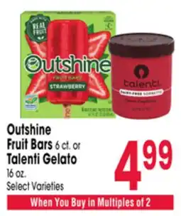 Jewel-Osco Outshine Fruit Bars 6 ct. or Talenti Gelato 16 oz offer