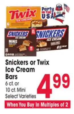 Jewel-Osco Snickers or Twix Ice Cream Bars offer