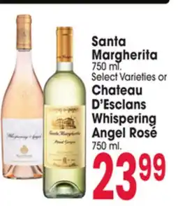 Jewel-Osco Santa Margherita 750 mL Select Varieties or Chateau D'Esclans Whispering Angel Rosé offer