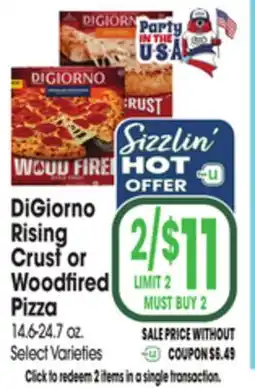 Jewel-Osco DiGiorno Rising Crust or Woodfired Pizza 14.6-24.7 oz offer