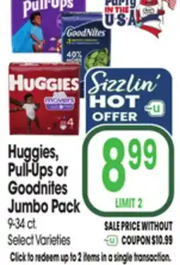 Jewel-Osco Huggies, Pull-Ups or Goodnites Jumbo Pack offer