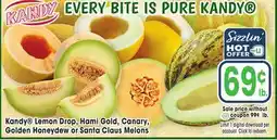 Jewel-Osco Kandy Lemon Drop, Hami Gold, Canary, Golden Honeydew or Santa Claus Melons offer