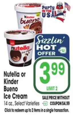 Jewel-Osco Nutella or Kinder Bueno Ice Cream offer