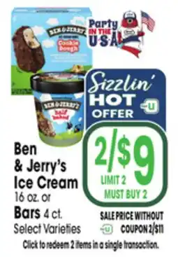 Jewel-Osco Ben & Jerry's Ice Cream or Bars offer