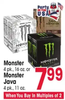 Jewel-Osco Monster 4 pk., 16 oz. or Monster Java 4 pk., 11 oz offer
