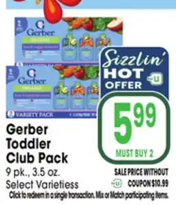 Jewel-Osco Gerber Toddler Club Pack offer