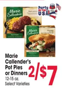 Jewel-Osco Marie Callender's Pot Pies or Dinners offer
