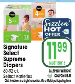 Jewel-Osco Signature Select Supreme Diapers offer