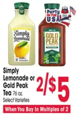Jewel-Osco Simply Lemonade or Gold Peak Tea offer