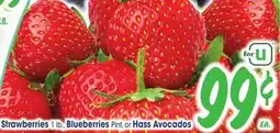 Jewel-Osco Strawberries 1 lb., Blueberries Pint, or Hass Avocados offer