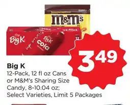 Food 4 Less Big K 12-Pack, 12 fl oz Cans or M&M's Sharing Size Candy, 8-10.04 oz offer