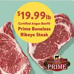 Fresh Thyme Certified Angus Beef Prime Boneless Ribeye Steak offer