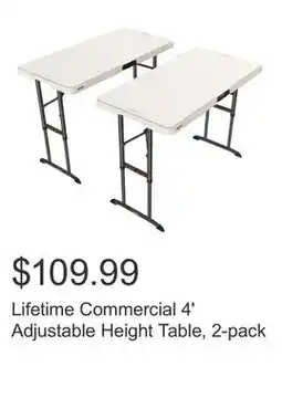 Costco Lifetime Commercial 4' Adjustable Height Table, 2-pack offer