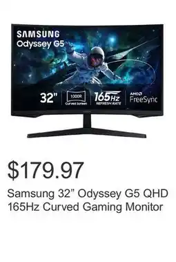 Costco Samsung 32 Odyssey G5 QHD 165Hz Curved Gaming Monitor offer