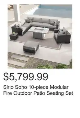 Costco Sirio Soho 10-piece Modular Fire Outdoor Patio Seating Set offer