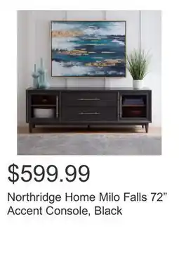 Costco Northridge Home Milo Falls 72 Accent Console, Black offer
