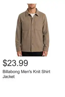 Costco Billabong Men's Knit Shirt Jacket offer