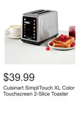 Costco Cuisinart SimpliTouch XL Color Touchscreen 2-Slice Toaster offer