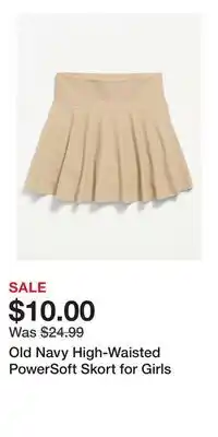 Old Navy Old Navy High-Waisted PowerSoft Skort for Girls offer