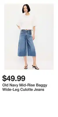 Old Navy Old Navy Mid-Rise Baggy Wide-Leg Culotte Jeans offer