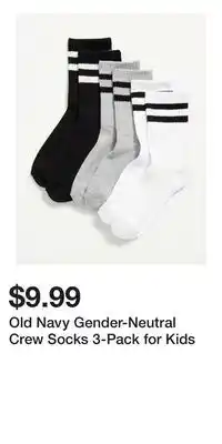 Old Navy Old Navy Gender-Neutral Crew Socks 3-Pack for Kids offer