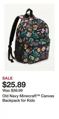 Old Navy Old Navy Minecraft Canvas Backpack for Kids offer