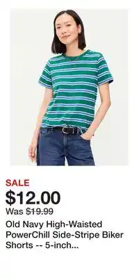 Old Navy Old Navy High-Waisted PowerChill Side-Stripe Biker Shorts -- 5-inch inseam offer