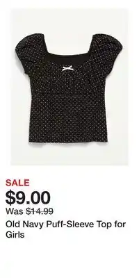 Old Navy Old Navy Puff-Sleeve Top for Girls offer