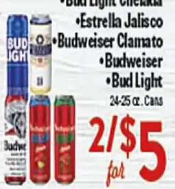 Rio Valley Market • Bud Light Chicakia • Estrella Jalisco • Budweiser Clamato • Budweiser • Bud Light offer