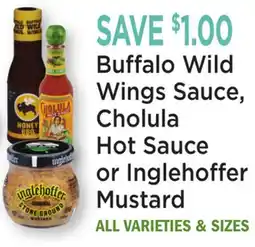 Heinen's Buffalo Wild Wings Sauce, Cholula Hot Sauce or Inglehoffer Mustard offer