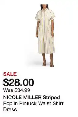Marshalls NICOLE MILLER Striped Poplin Pintuck Waist Shirt Dress offer