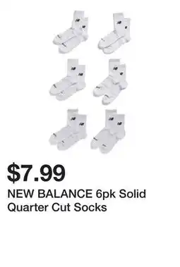 Marshalls NEW BALANCE 6pk Solid Quarter Cut Socks offer