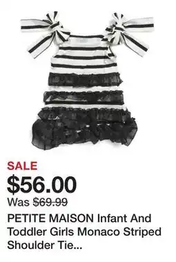 Marshalls PETITE MAISON Infant And Toddler Girls Monaco Striped Shoulder Tie Dress offer
