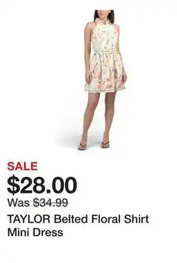 Marshalls TAYLOR Belted Floral Shirt Mini Dress offer