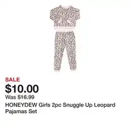 Marshalls HONEYDEW Girls 2pc Snuggle Up Leopard Pajamas Set offer