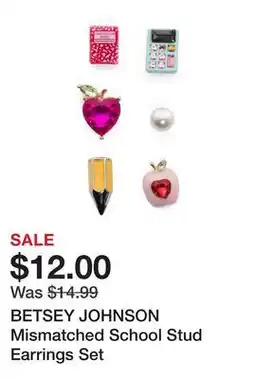 Marshalls BETSEY JOHNSON Mismatched School Stud Earrings Set offer