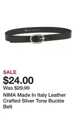 Marshalls NIMA Made In Italy Leather Crafted Silver Tone Buckle Belt offer