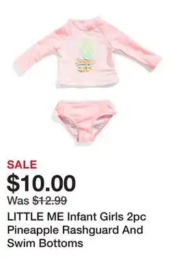 Marshalls LITTLE ME Infant Girls 2pc Pineapple Rashguard And Swim Bottoms offer