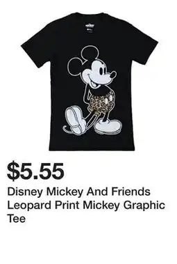 Five Below Disney Mickey And Friends Leopard Print Mickey Graphic Tee offer