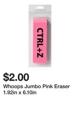 Five Below Whoops Jumbo Pink Eraser 1.92in x 6.10in offer