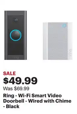 Best Buy Ring - Wi-Fi Smart Video Doorbell - Wired with Chime - Black offer
