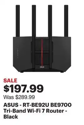 Best Buy ASUS - RT-BE92U BE9700 Tri-Band Wi-Fi 7 Router - Black offer