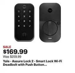 Best Buy Yale - Assure Lock 2 - Smart Lock Wi-Fi Deadbolt with Push Button Keypad | Key Access - Black Suede offer