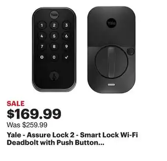 Best Buy Yale - Assure Lock 2 - Smart Lock Wi-Fi Deadbolt with Push Button Keypad | Key Access - Black Suede offer