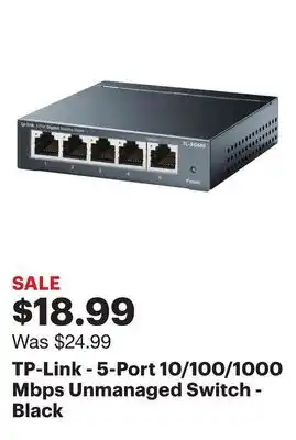 Best Buy TP-Link - 5-Port 10/100/1000 Mbps Unmanaged Switch - Black offer